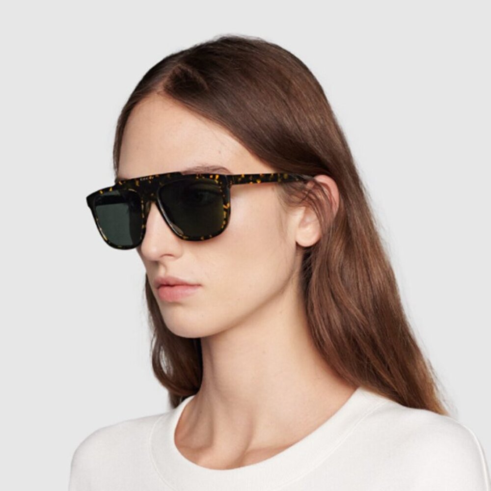 Gucci GG1039S 002 Square Sunglasses - Havana\Green - Picture 3 of 11